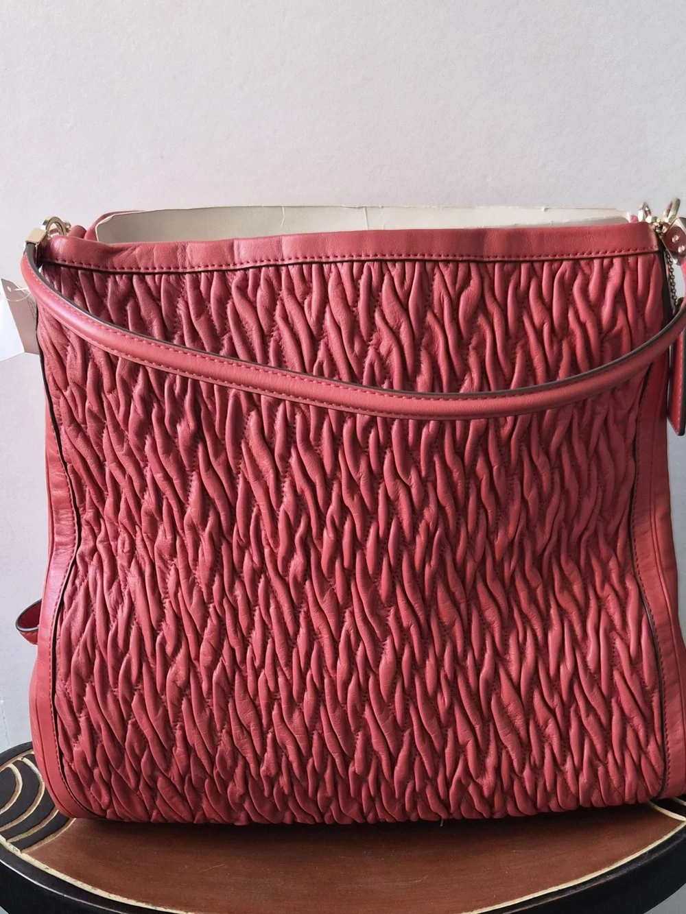 Textured Pink Shoulder Bag with Double Strap